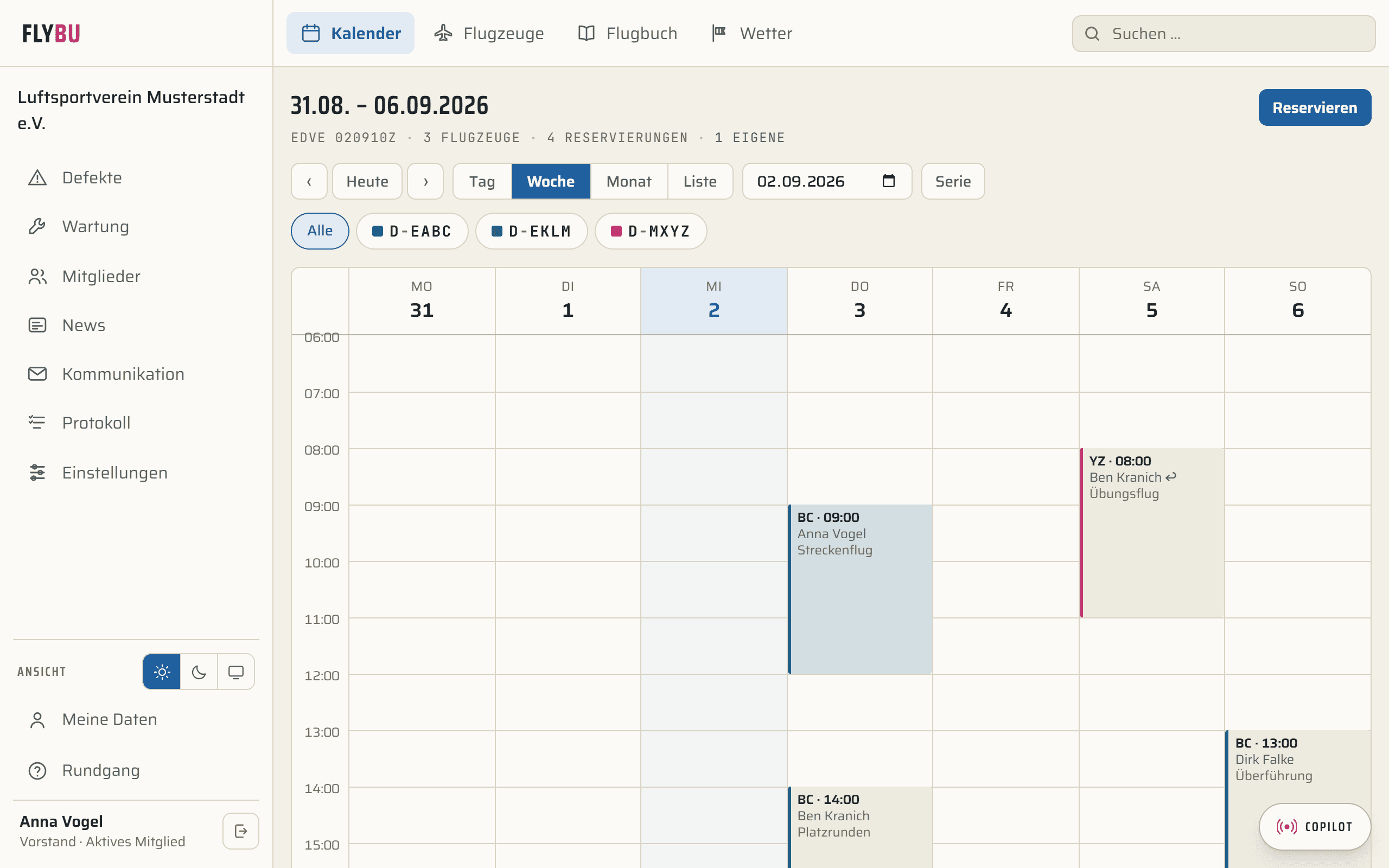 Kalender in FlyBu
